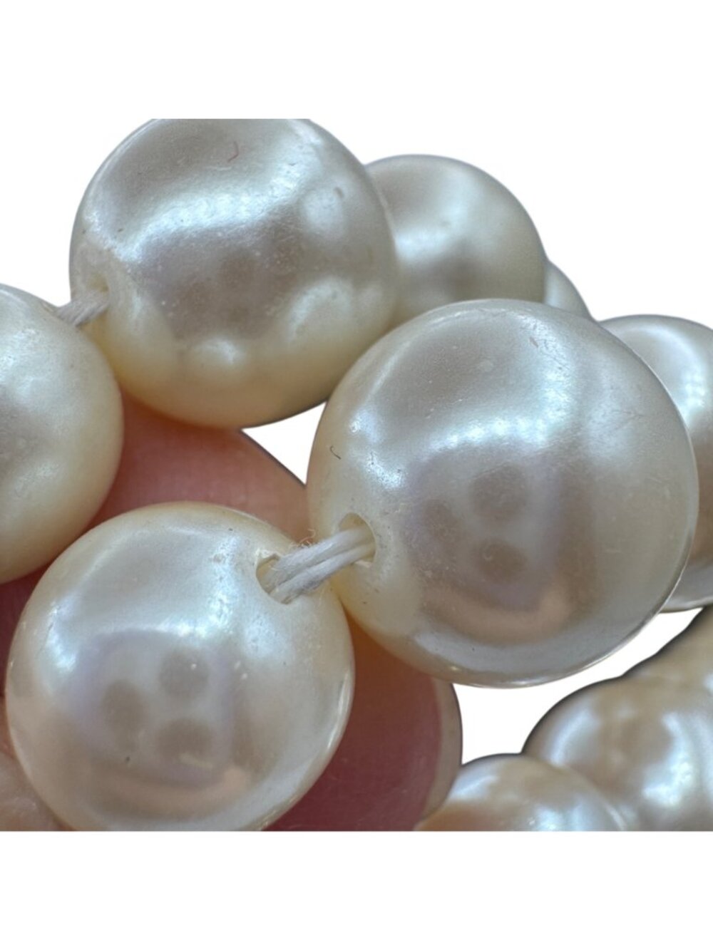 Vintage Statement Faux Pearl Necklace Multi-Strand 12mm 18" Bridal Runway Collar - Picture 4 of 6